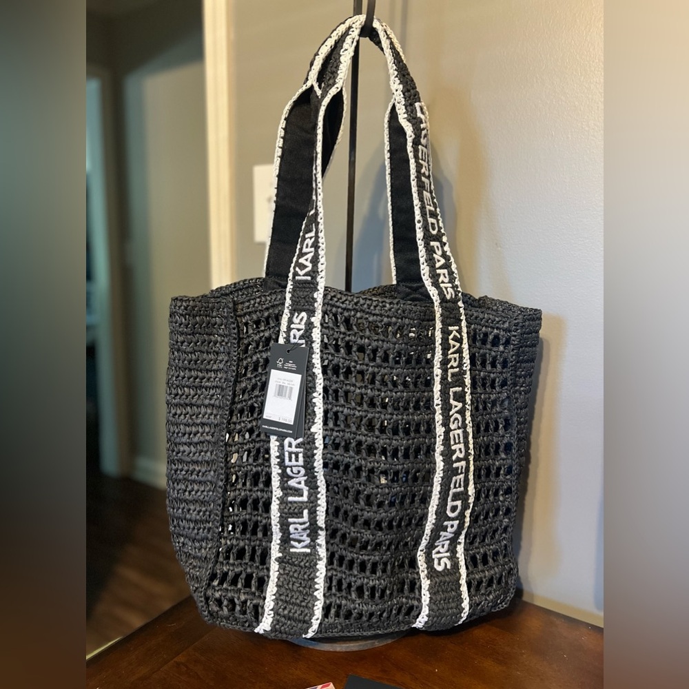 NWT Karl Lagerfeld Antibes Straw Tote